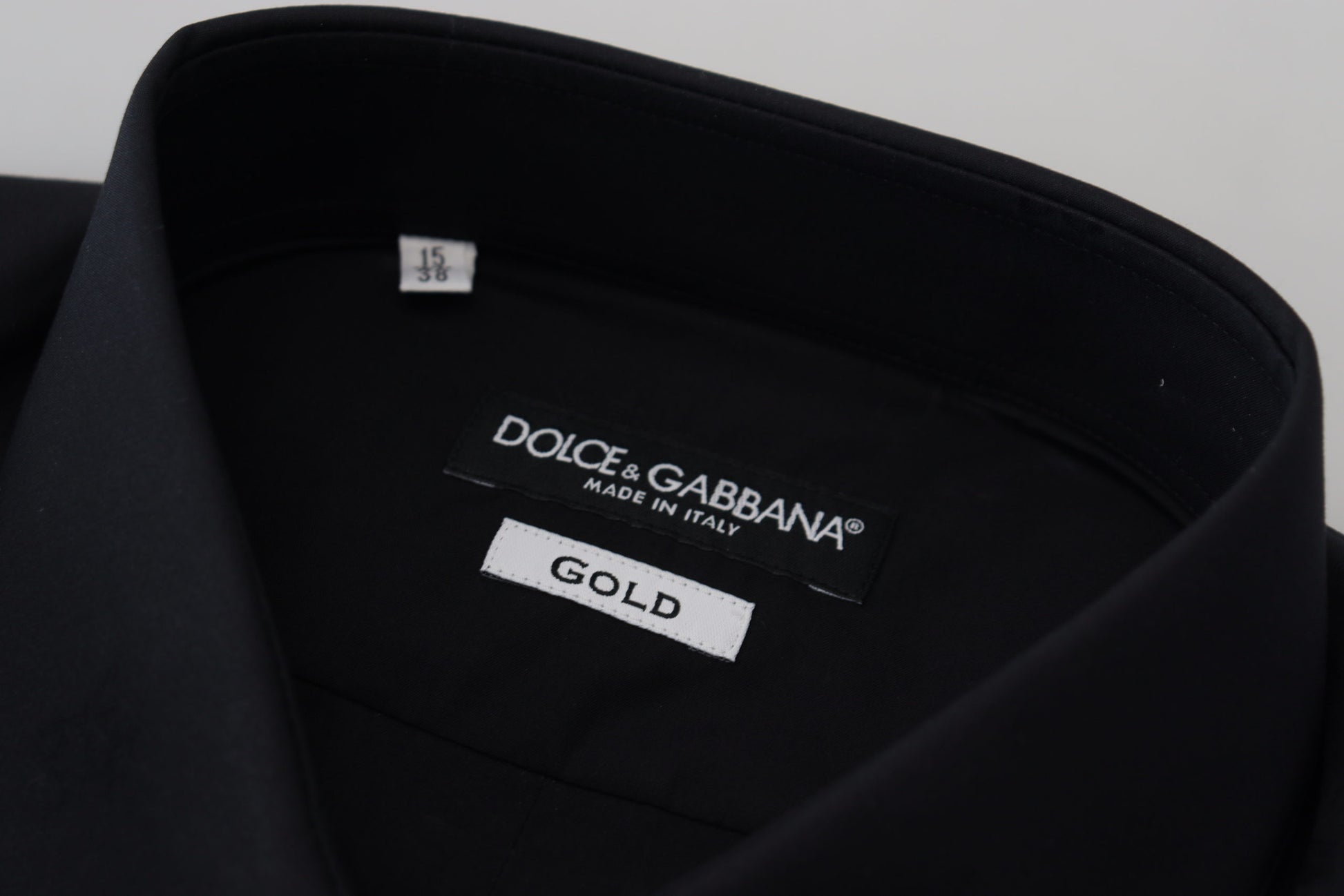 Dolce & Gabbana Black Cotton Slim Fit Formal Dress GOLD Shirt by Dolce & Gabbana
