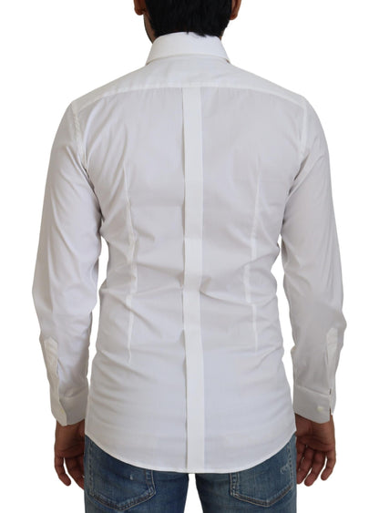 Dolce & Gabbana White Cotton Slim Fit Formal Dress GOLD Shirt by Dolce & Gabbana