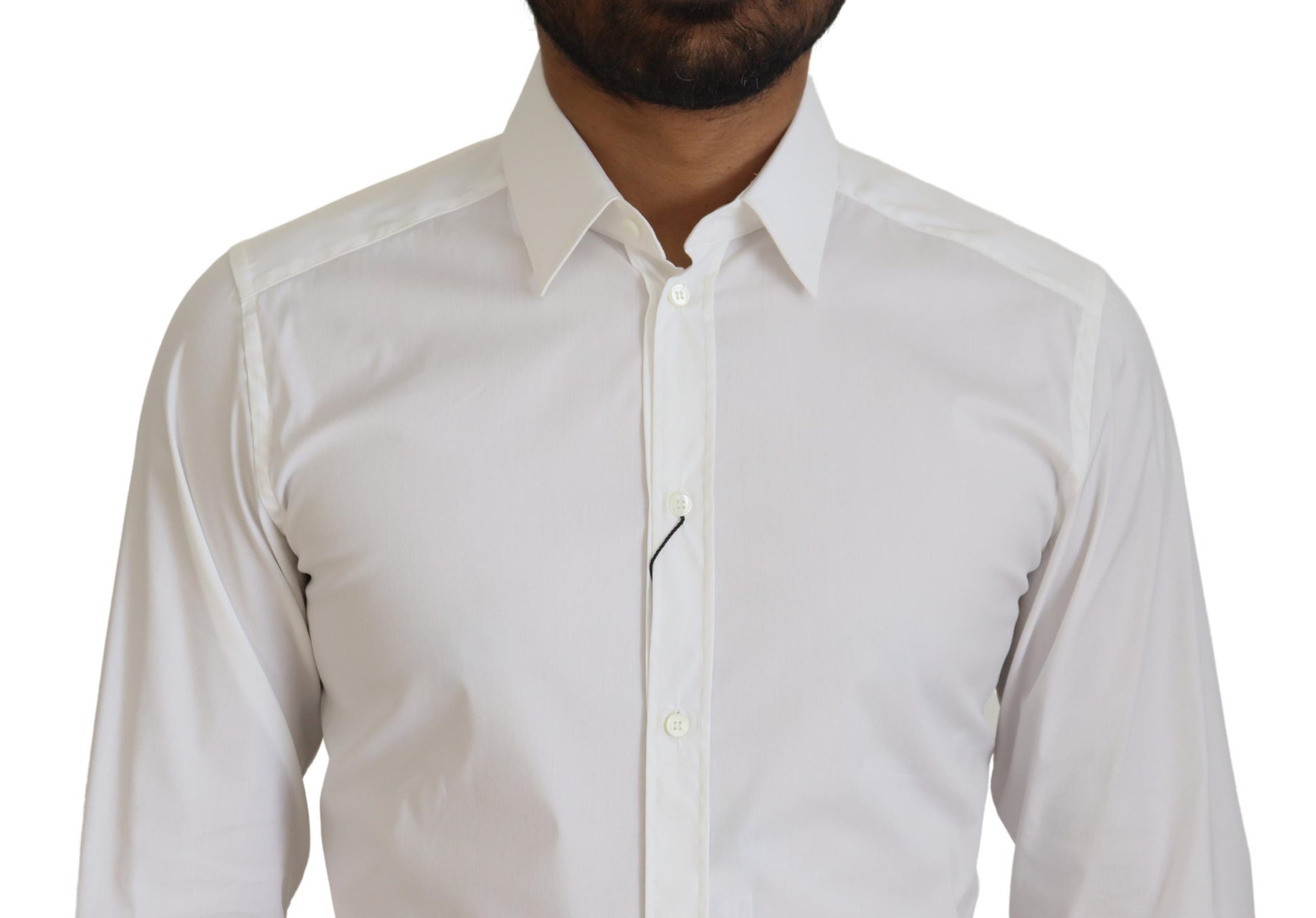 Dolce & Gabbana White Cotton Slim Fit Formal Dress GOLD Shirt by Dolce & Gabbana