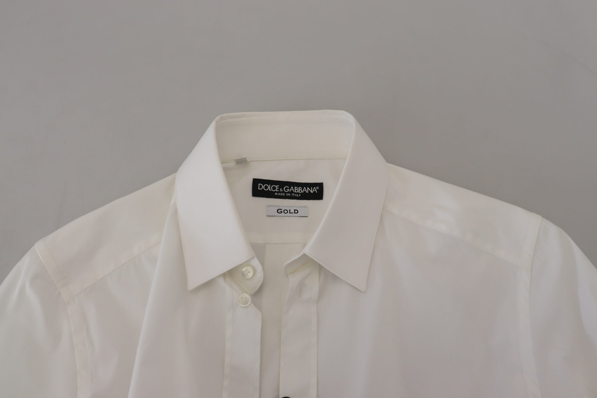 Dolce & Gabbana White Cotton Slim Fit Formal Dress GOLD Shirt by Dolce & Gabbana