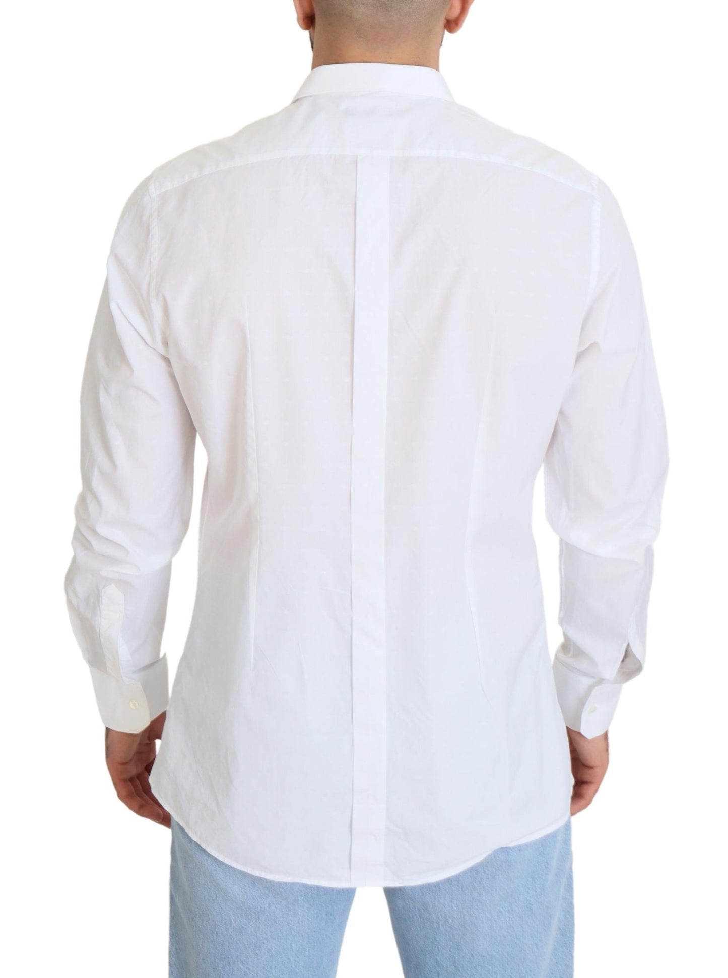 Dolce & Gabbana White Cotton Slim Fit Formal Dress GOLD Shirt by Dolce & Gabbana