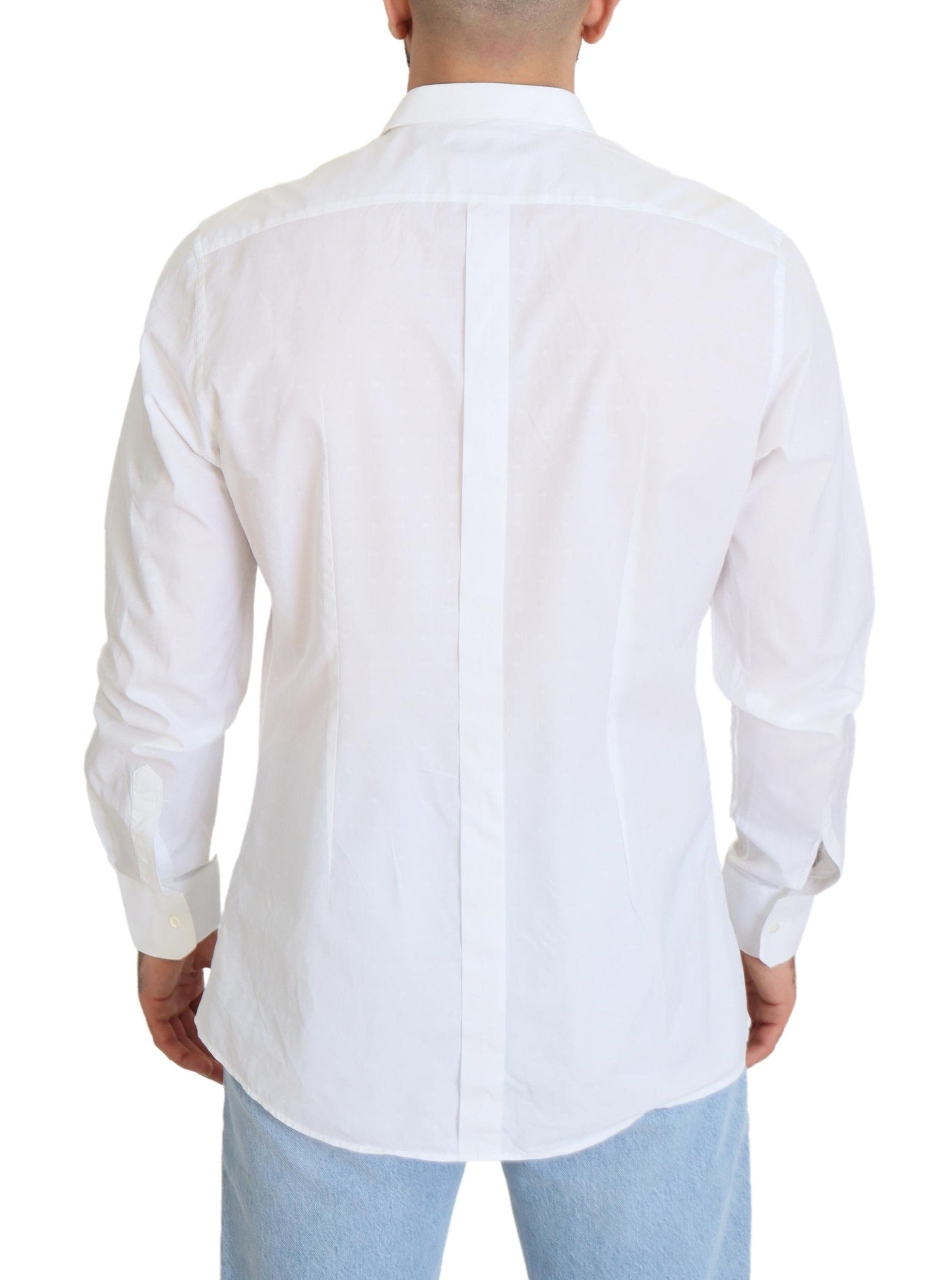 Dolce & Gabbana White Cotton Slim Fit Formal Dress GOLD Shirt by Dolce & Gabbana