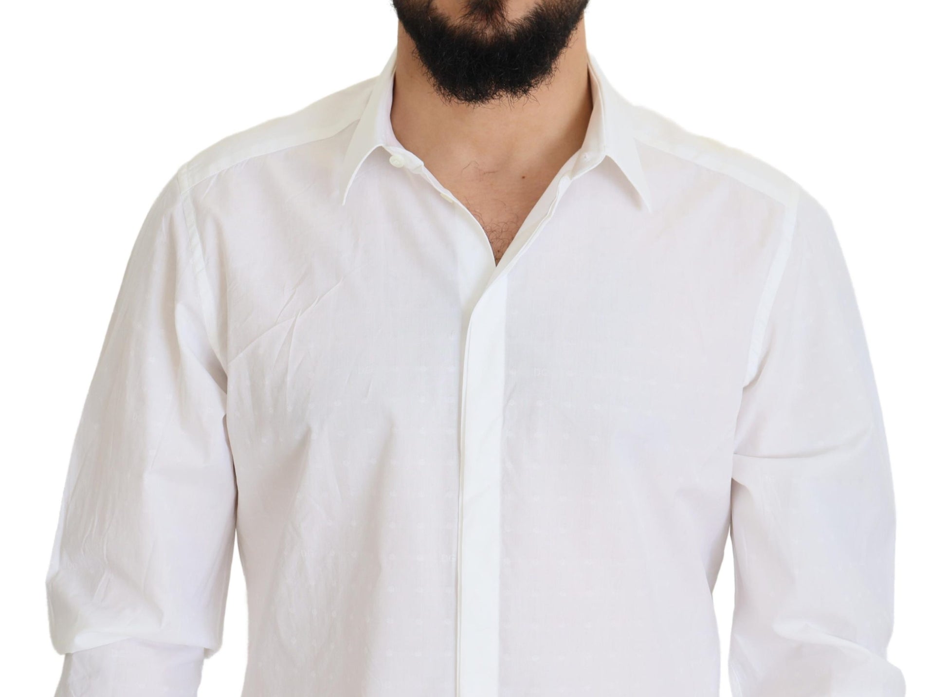 Dolce & Gabbana White Cotton Slim Fit Formal Dress GOLD Shirt by Dolce & Gabbana