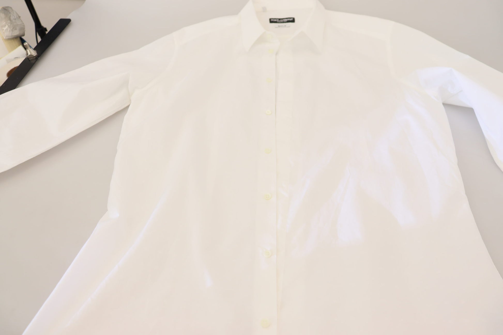 Dolce & Gabbana White Cotton Slim Fit Formal Dress GOLD Shirt by Dolce & Gabbana