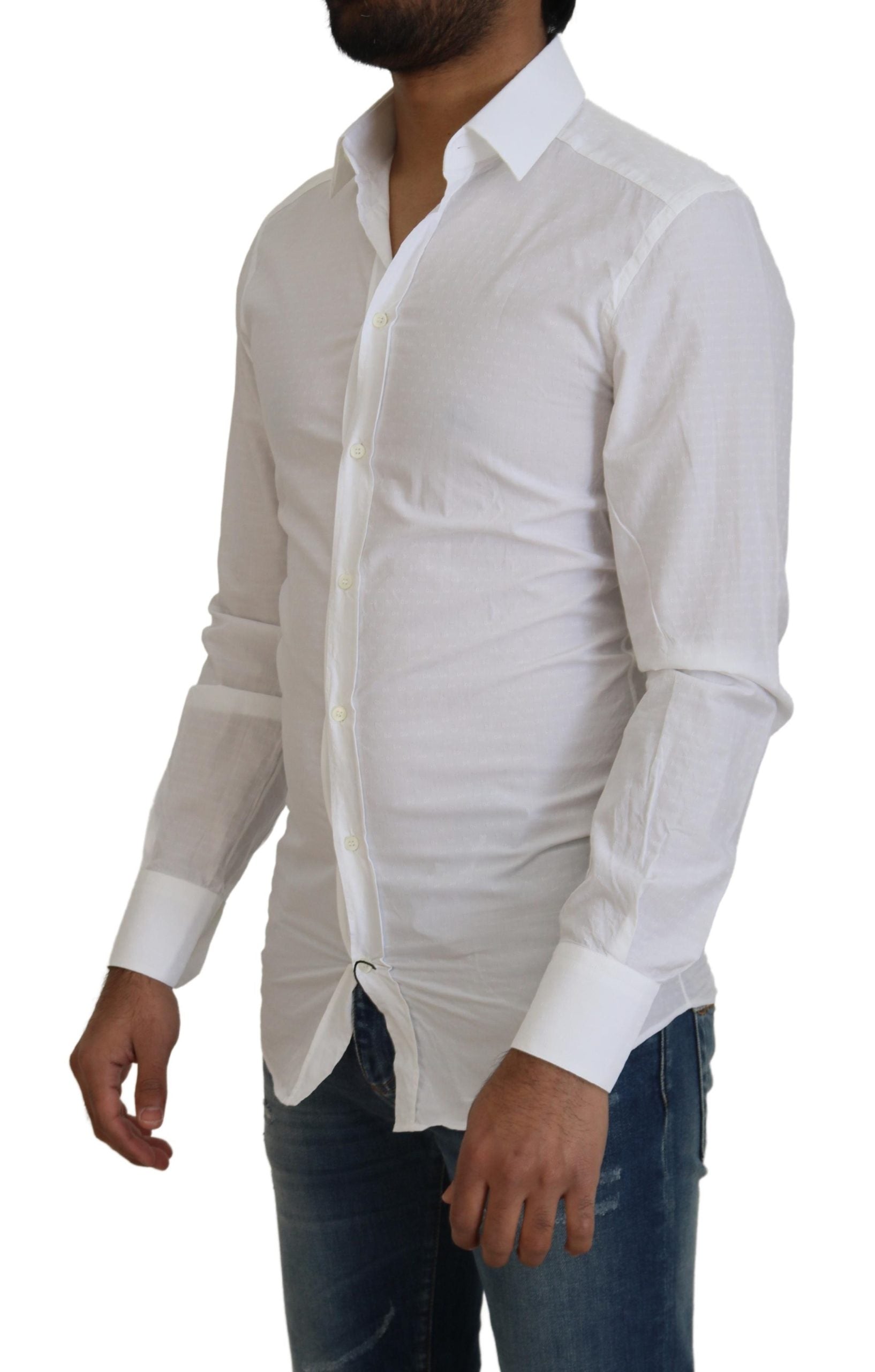 Dolce & Gabbana White Cotton Slim Fit Formal Dress GOLD Shirt by Dolce & Gabbana