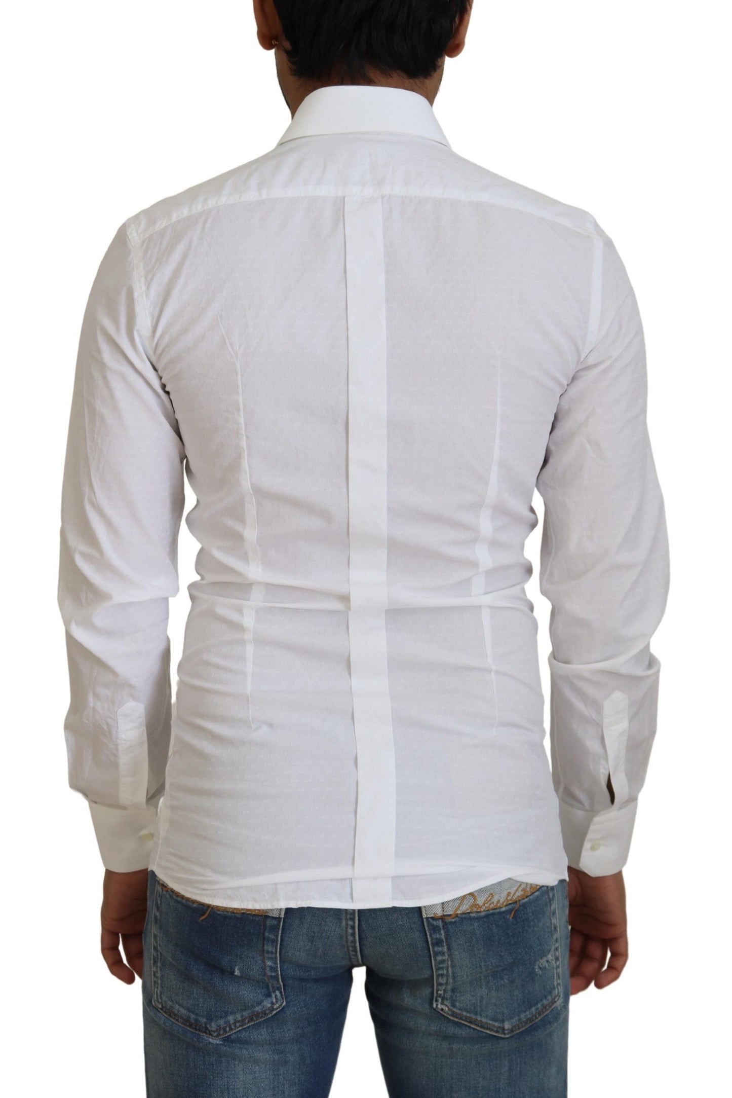 Dolce & Gabbana White Cotton Slim Fit Formal Dress GOLD Shirt by Dolce & Gabbana