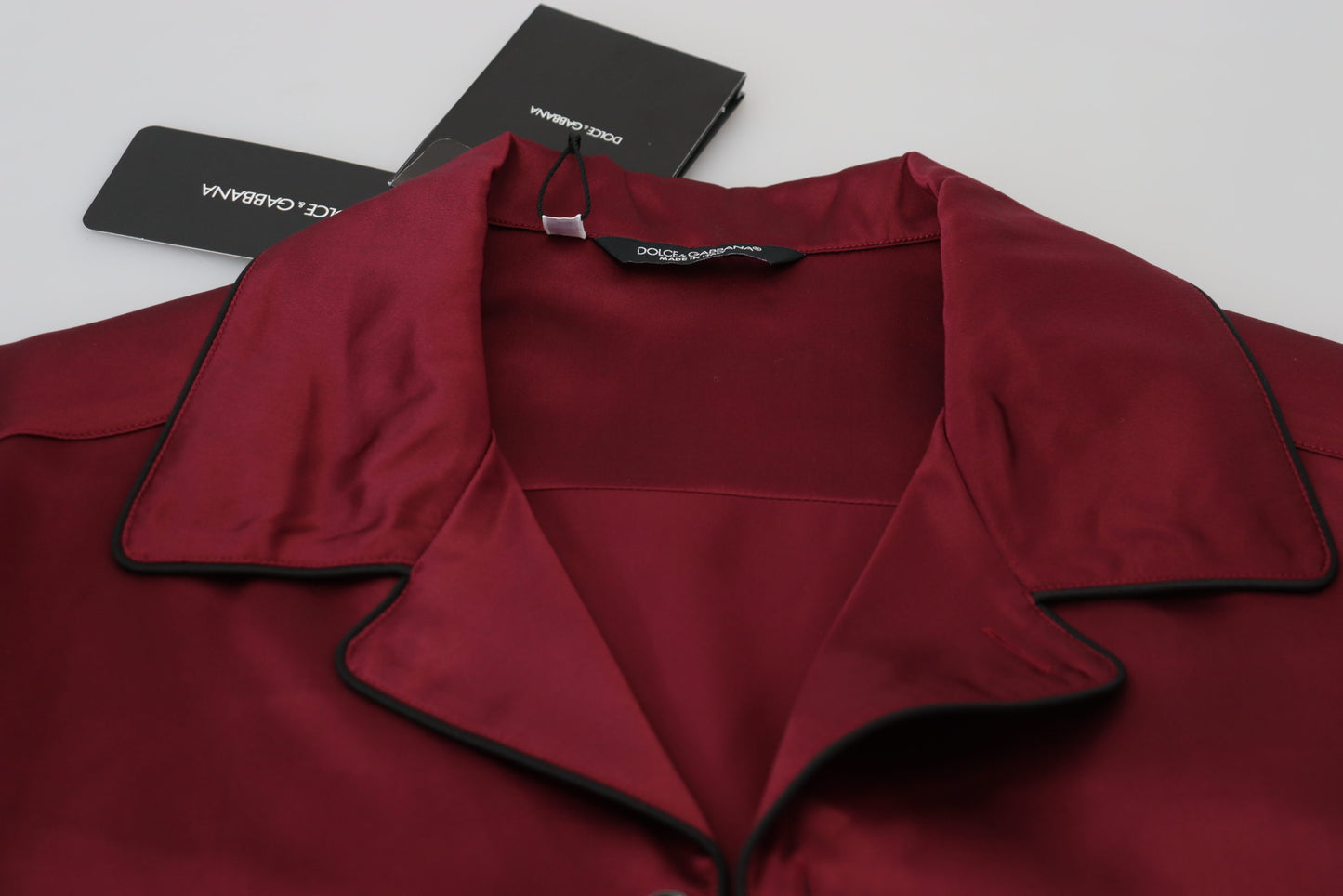 Dolce & Gabbana Red Silk Lounge Top Pajama Sleepwear Shirt by Dolce & Gabbana