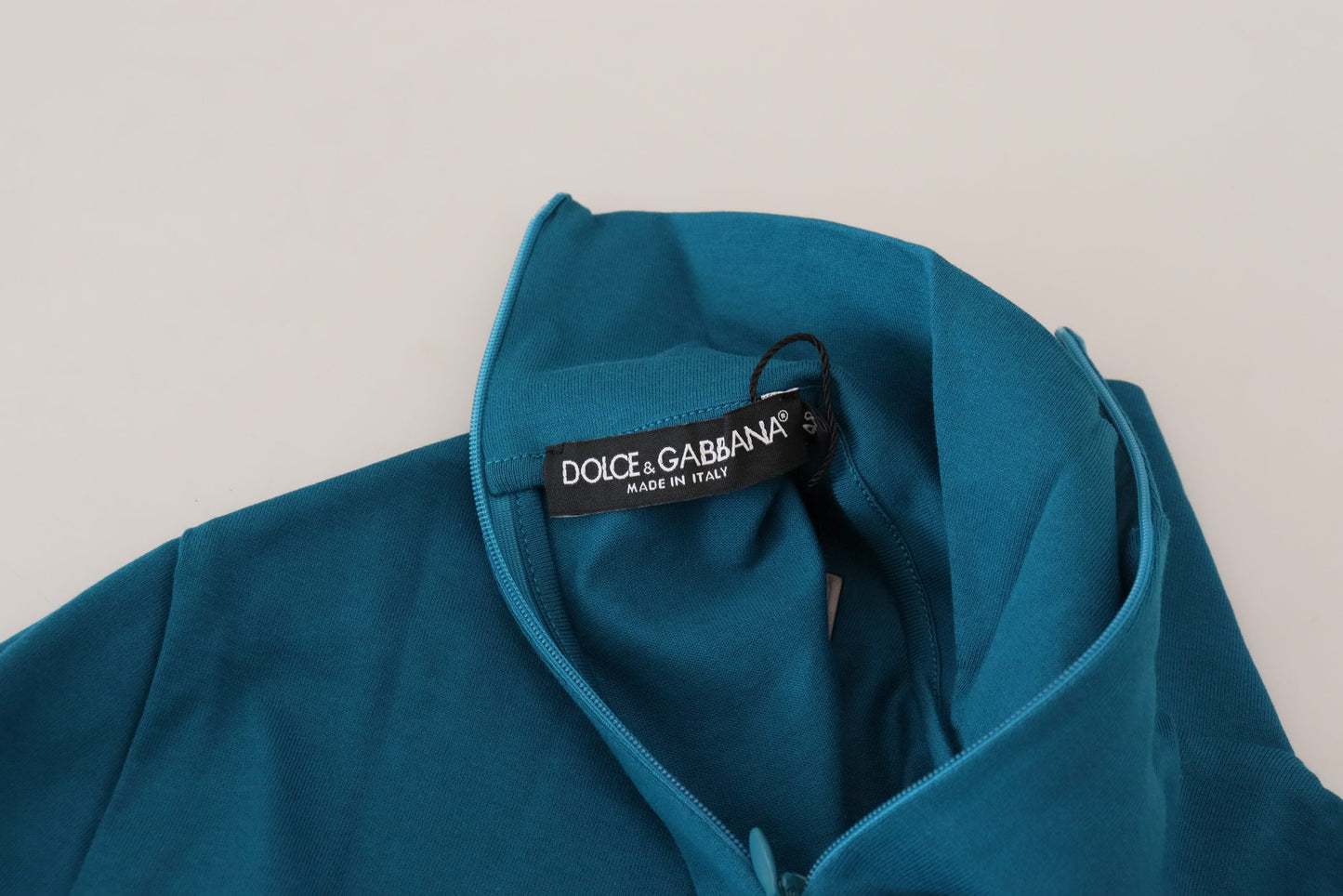 Dolce & Gabbana Blue Cotton Collared Slim Pullover Sweater by Dolce & Gabbana
