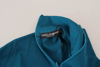 Dolce & Gabbana Blue Cotton Collared Slim Pullover Sweater by Dolce & Gabbana