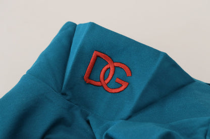 Dolce & Gabbana Blue Cotton Collared Slim Pullover Sweater by Dolce & Gabbana