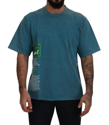 T-shirt élégant à col ras du cou en coton Dolce &amp; Gabbana bleu