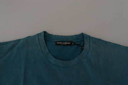 T-shirt élégant à col ras du cou en coton Dolce &amp; Gabbana bleu
