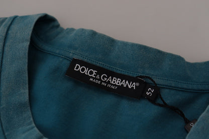 T-shirt élégant à col ras du cou en coton Dolce &amp; Gabbana bleu