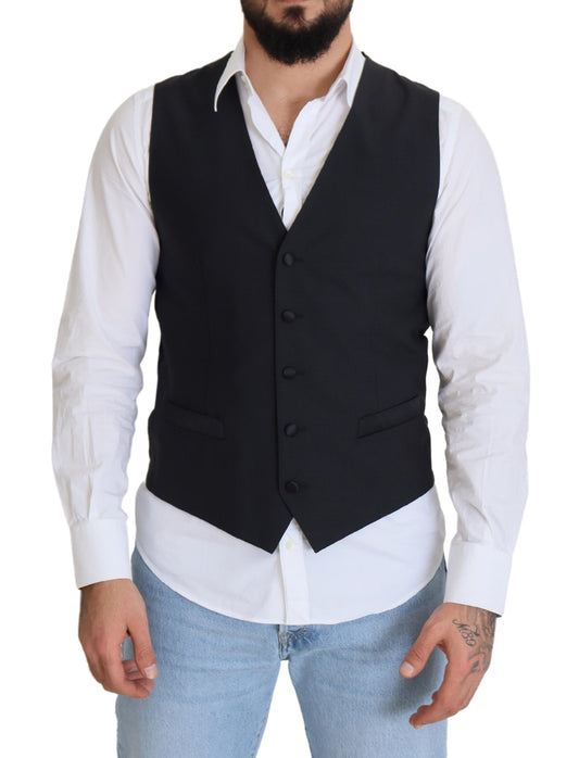 Dolce &amp; Gabbana Élégant gilet noir à boutonnage simple