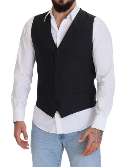 Dolce &amp; Gabbana Élégant gilet noir à boutonnage simple