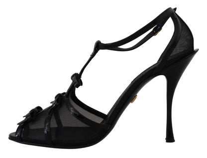 Dolce &amp; Gabbana Black Stiletto High Heels Sandals Shoes