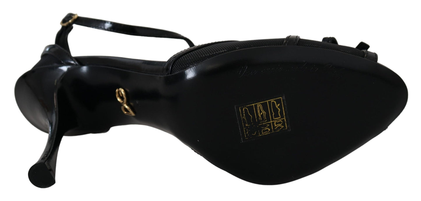 Dolce &amp; Gabbana Black Stiletto High Heels Sandals Shoes