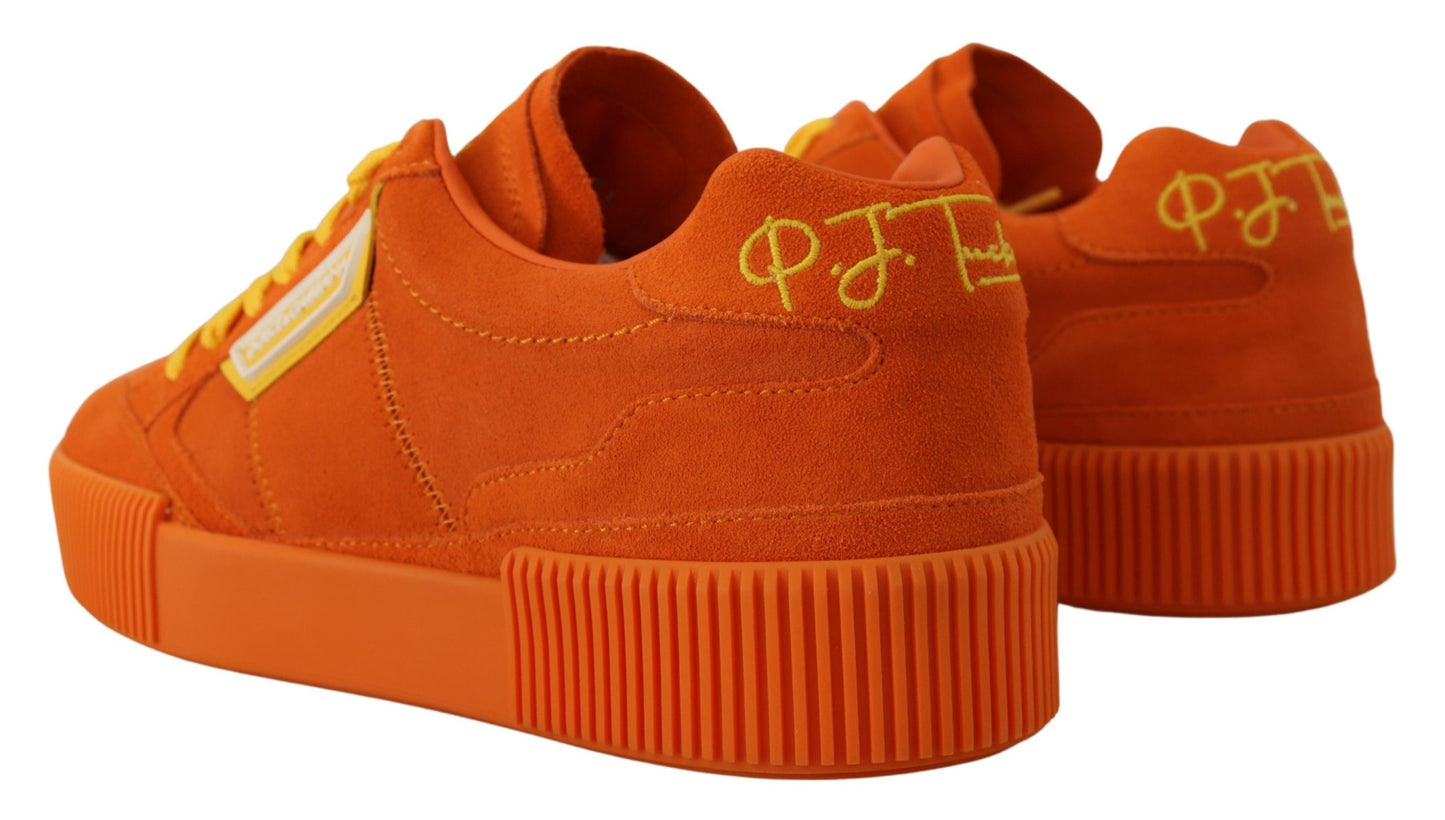 Baskets à lacets en daim orange chic Dolce &amp; Gabbana