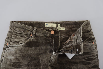 Eight Gray Washed Cotton Corduroy Slim Fit Men Jeans