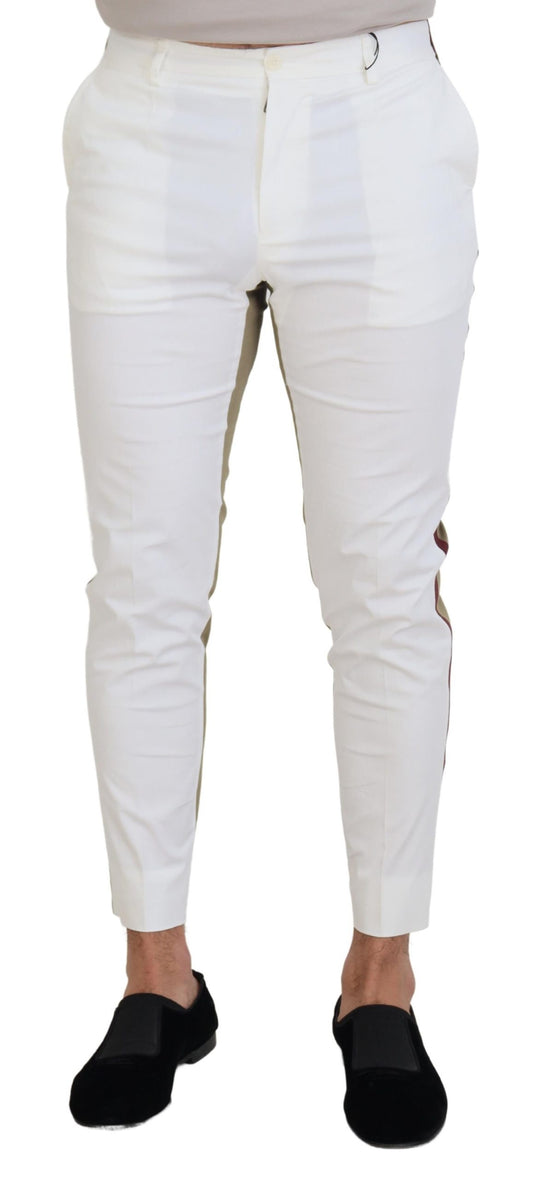 Pantalon chic en coton bicolore blanc et marron Dolce &amp; Gabbana