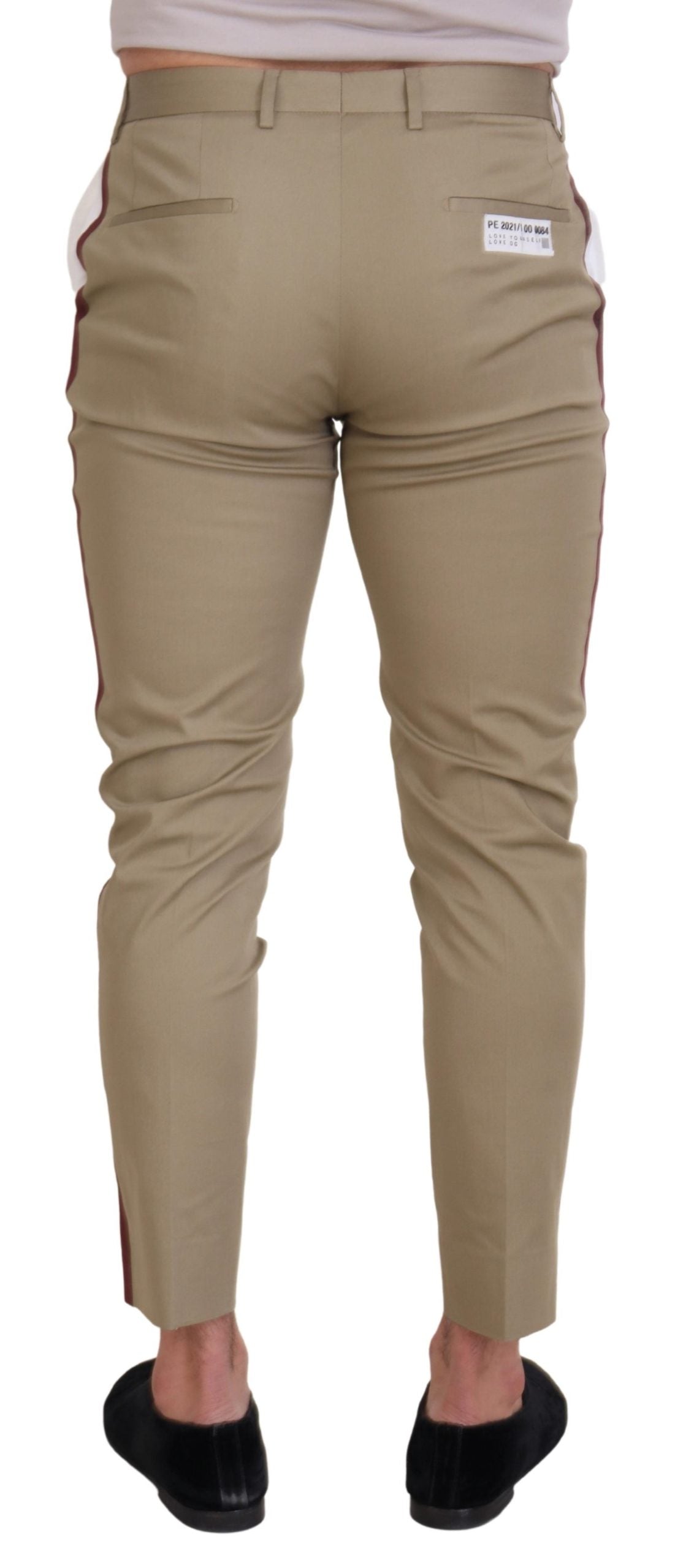 Dolce &amp; Gabbana White Brown Slim Fit Chino Pants