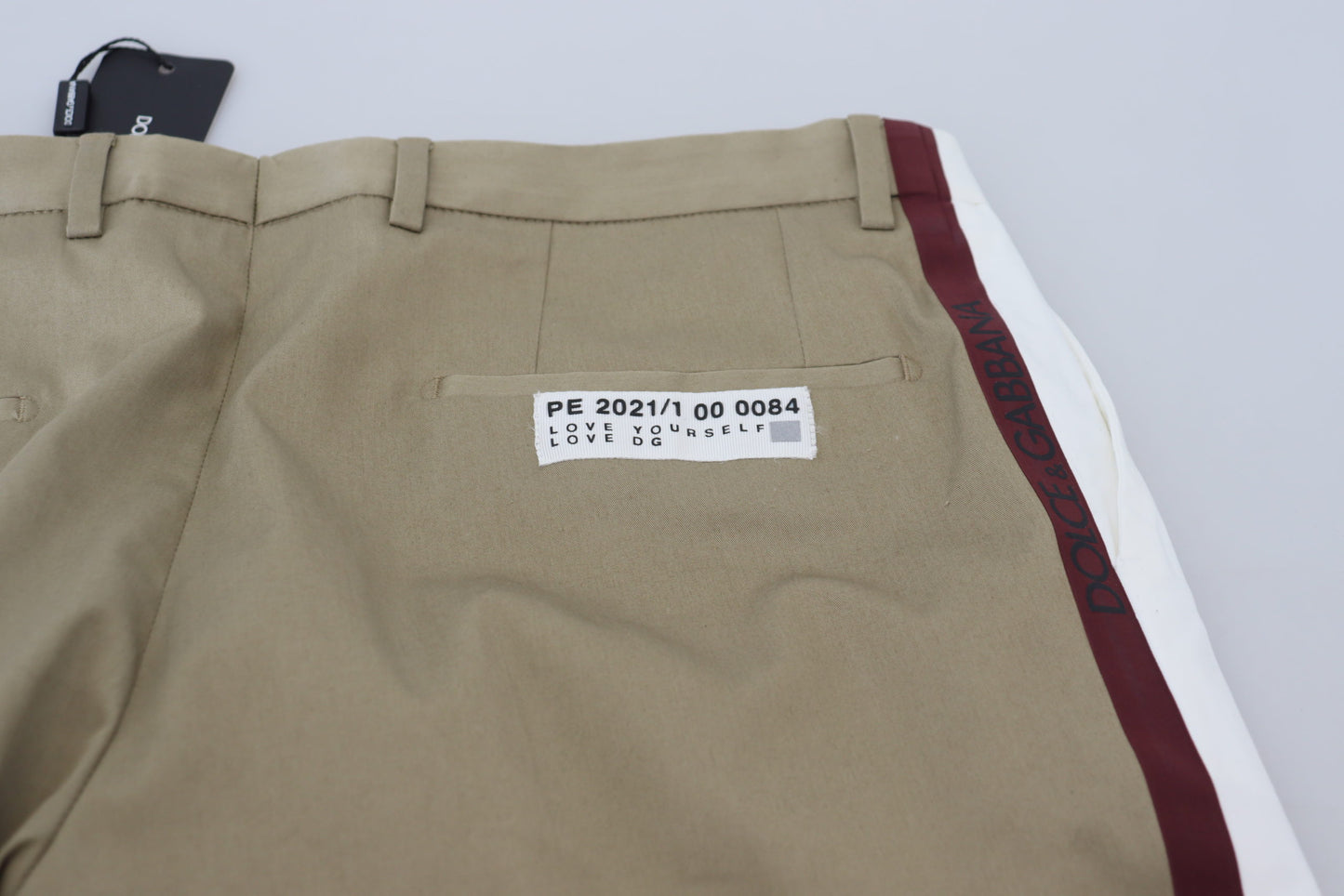 Dolce &amp; Gabbana White Brown Slim Fit Chino Pants