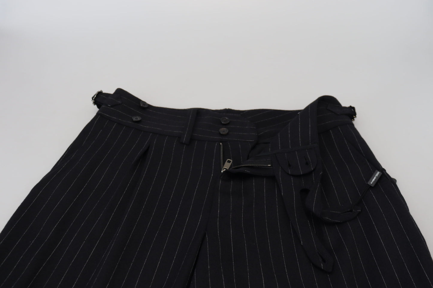Dolce &amp; Gabbana Black Wool Striped Chino Pants