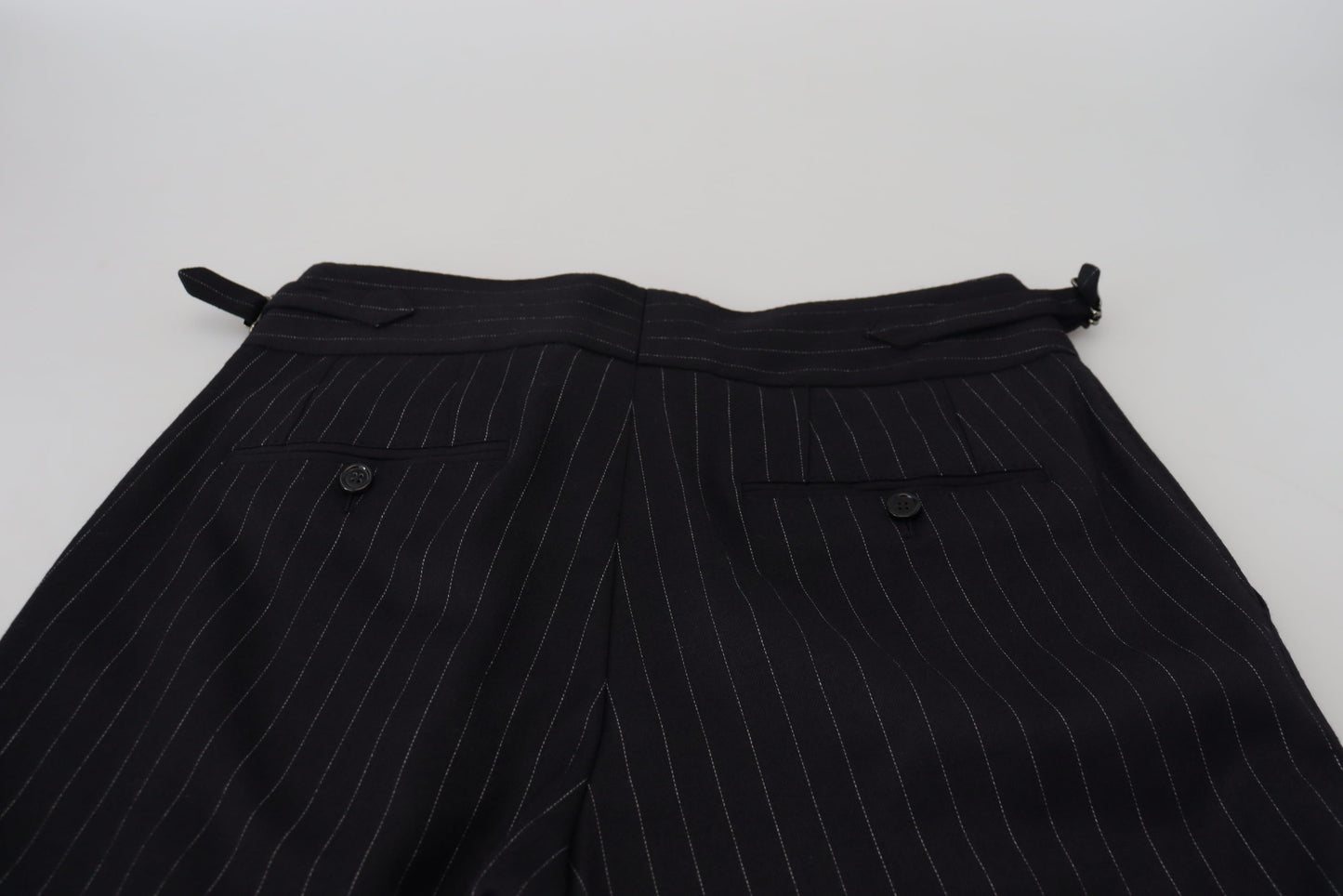 Dolce &amp; Gabbana Black Wool Striped Chino Pants