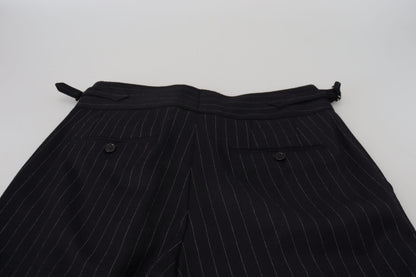 Dolce &amp; Gabbana Black Wool Striped Chino Pants