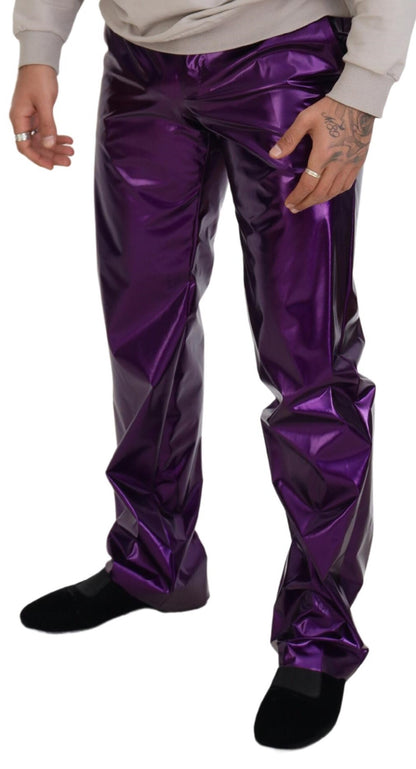 Pantalon droit violet brillant élégant Dolce &amp; Gabbana