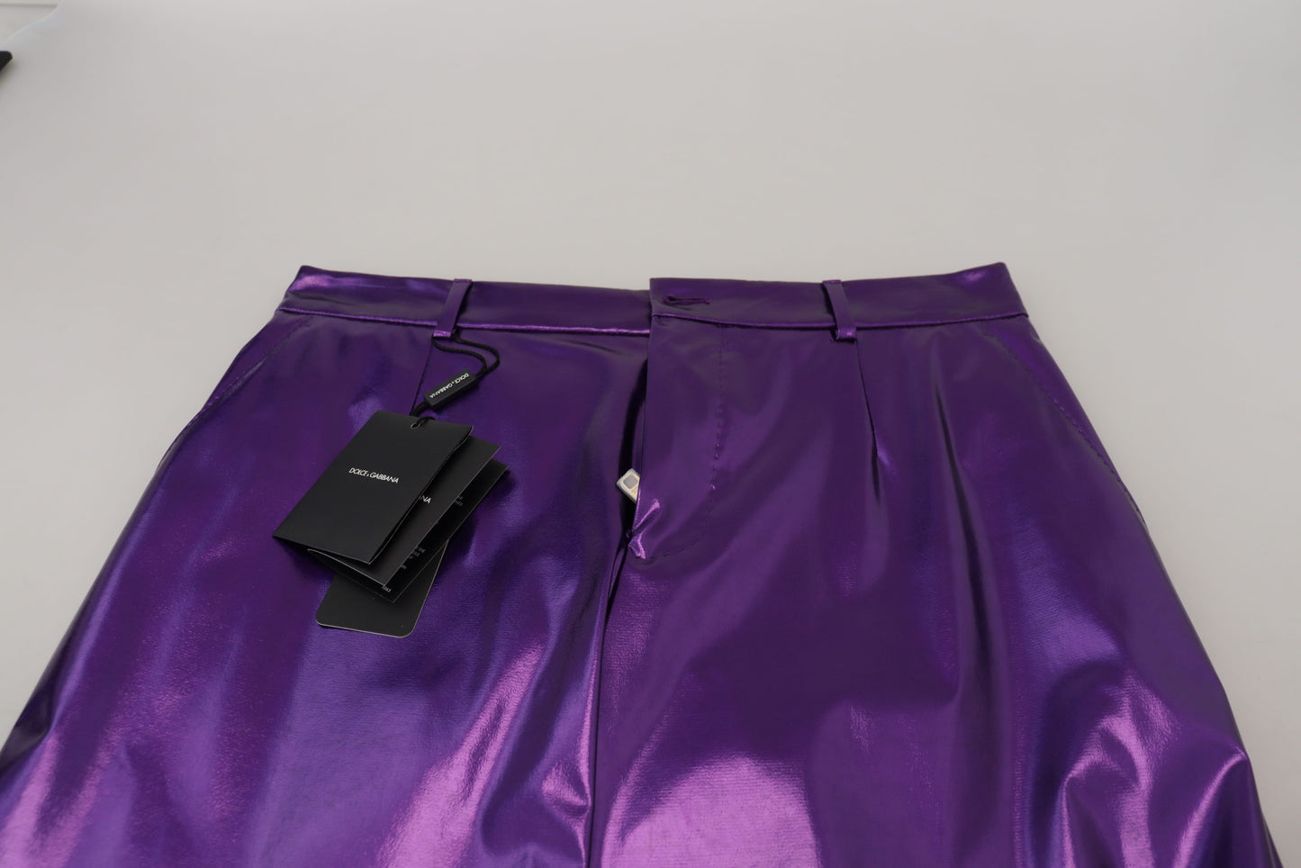 Pantalon droit violet brillant élégant Dolce &amp; Gabbana