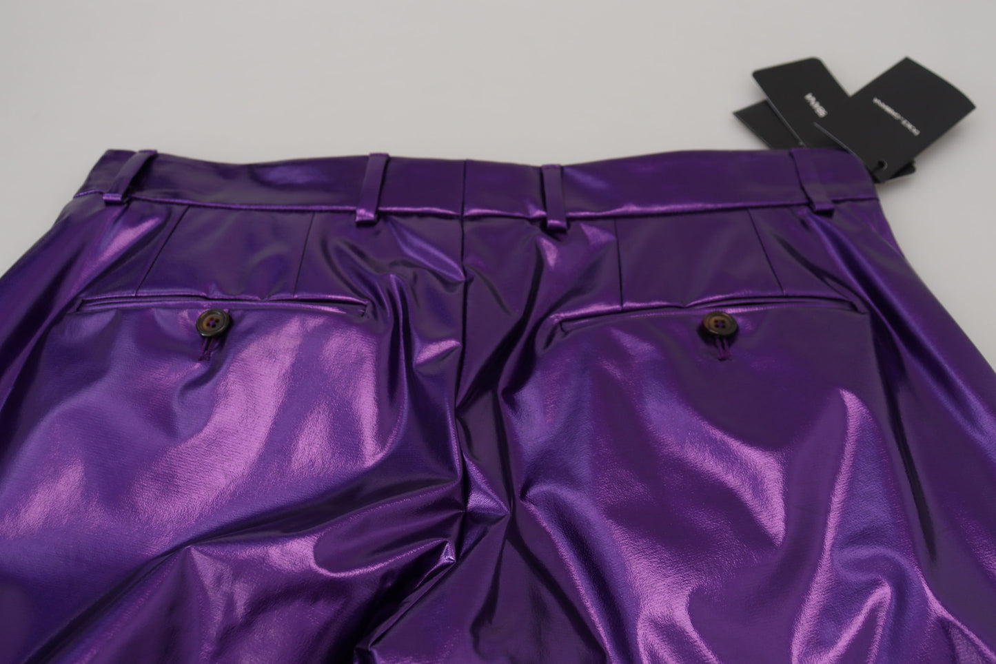 Pantalon droit violet brillant élégant Dolce &amp; Gabbana