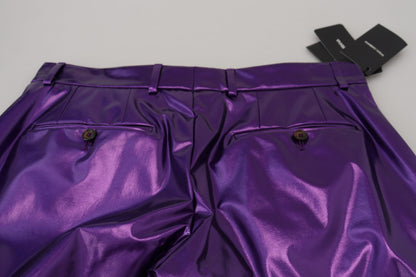 Pantalon droit violet brillant élégant Dolce &amp; Gabbana