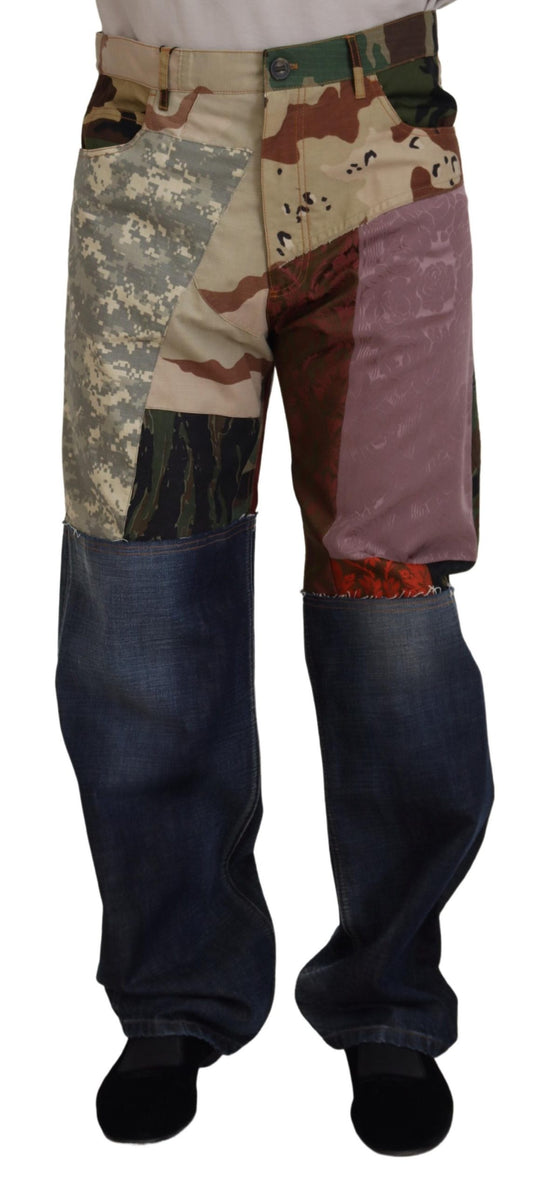 Jean Dolce &amp; Gabbana en denim patchwork riche en soie mélangée