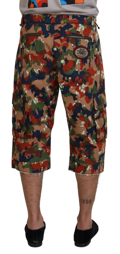 Dolce &amp; Gabbana Multicolor Cotton Camouflaged Cargo Shorts
