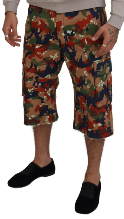 Dolce &amp; Gabbana Multicolor Cotton Camouflaged Cargo Shorts