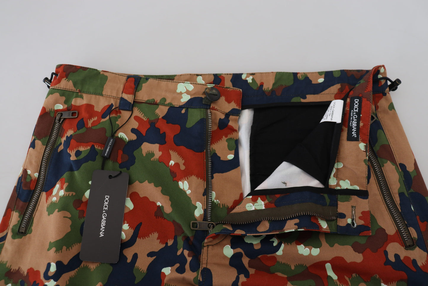 Dolce &amp; Gabbana Multicolor Cotton Camouflaged Cargo Shorts
