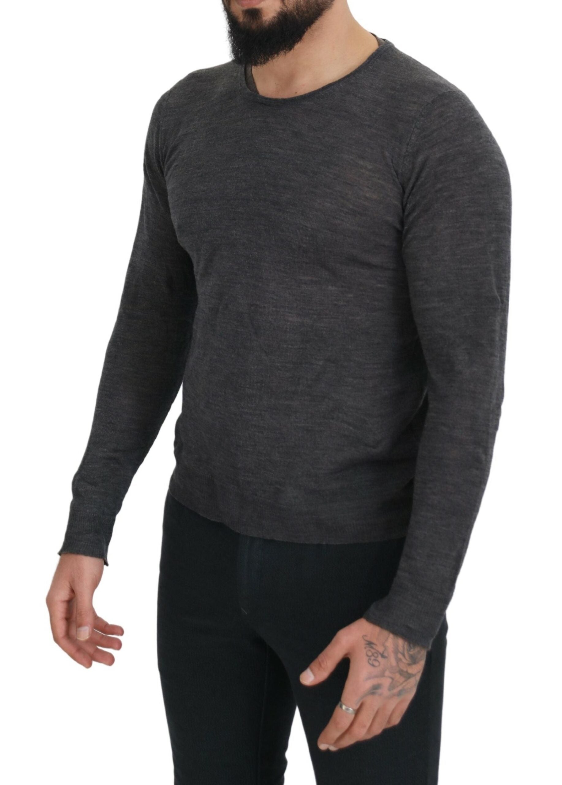Costume National Gray Crewneck Pullover Sweater by Costume National