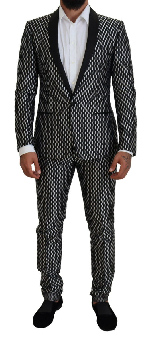 Costume slim en soie mélangée noire élégant Dolce &amp; Gabbana