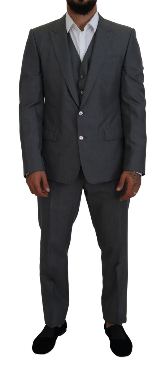Costume trois pièces slim fit Dolce &amp; Gabbana Sleek Silver Martini