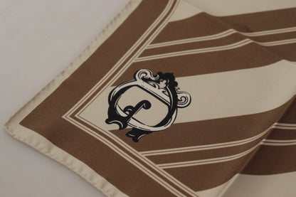 Dolce & Gabbana Brown Stripes DG Logo Square Mens Handkerchief Scarf by Dolce & Gabbana