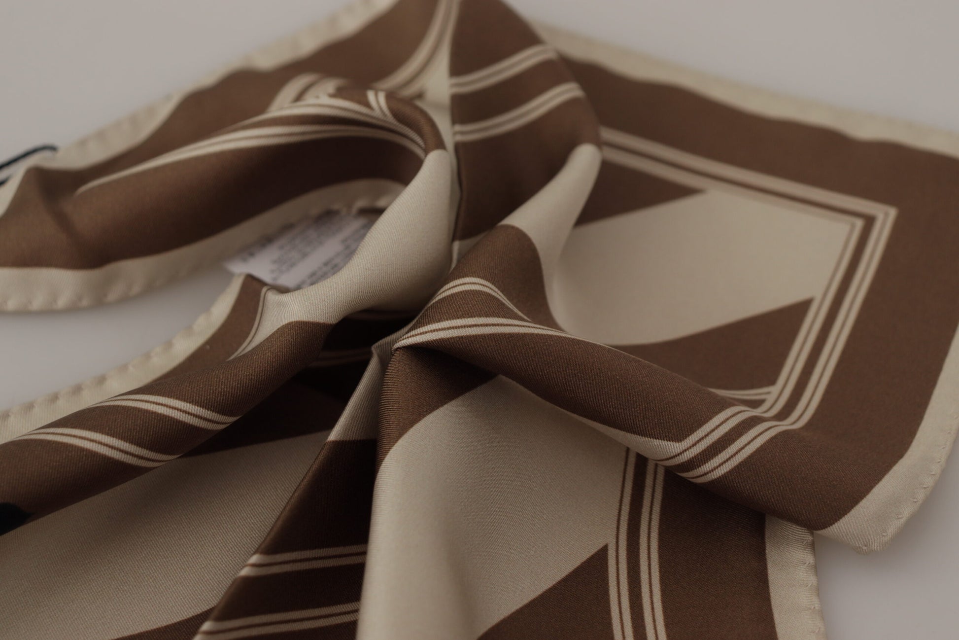 Dolce & Gabbana Brown Stripes DG Logo Square Mens Handkerchief Scarf by Dolce & Gabbana