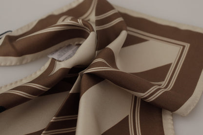 Dolce & Gabbana Brown Stripes DG Logo Square Mens Handkerchief Scarf by Dolce & Gabbana