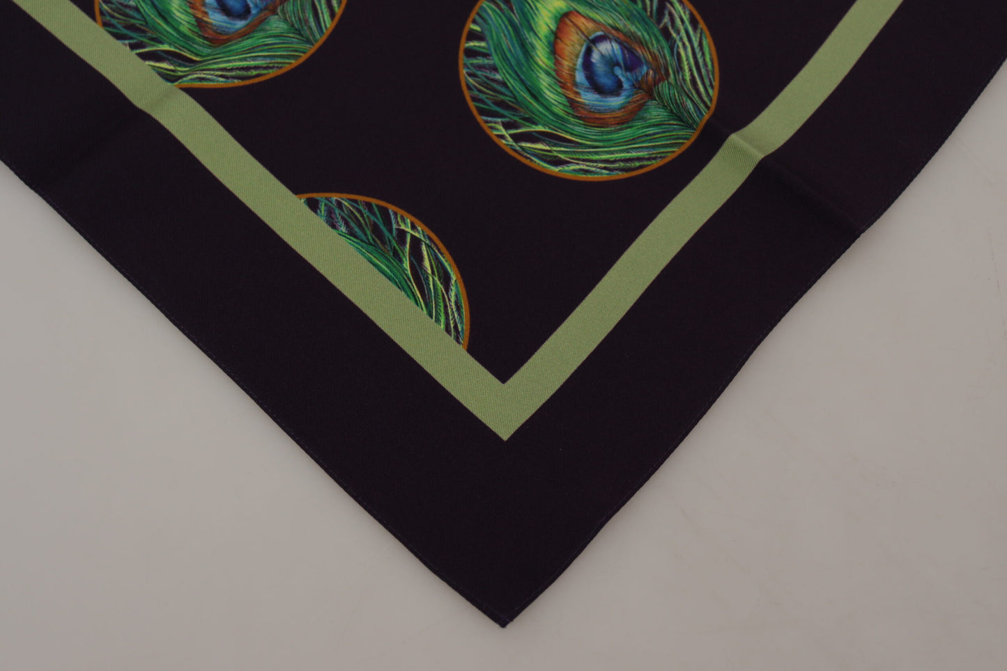 Dolce & Gabbana Black Peacock Feather DG Printed Square Handkerchief Scarf by Dolce & Gabbana