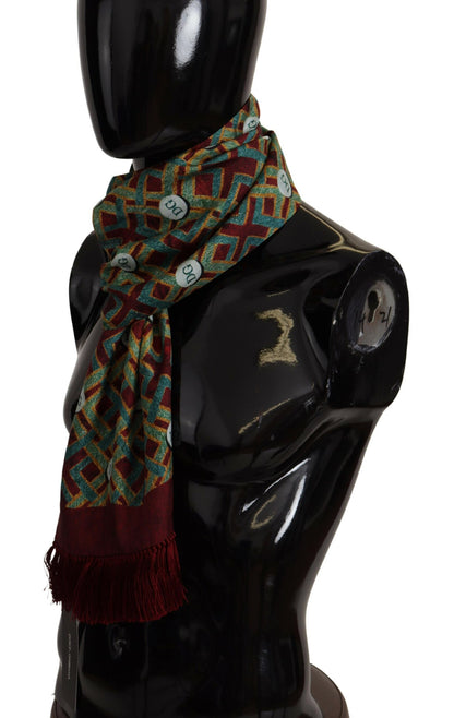 Dolce & Gabbana Multicolor DG Logo Shawl Warm Neck Wrap Fringe Scarf by Dolce & Gabbana