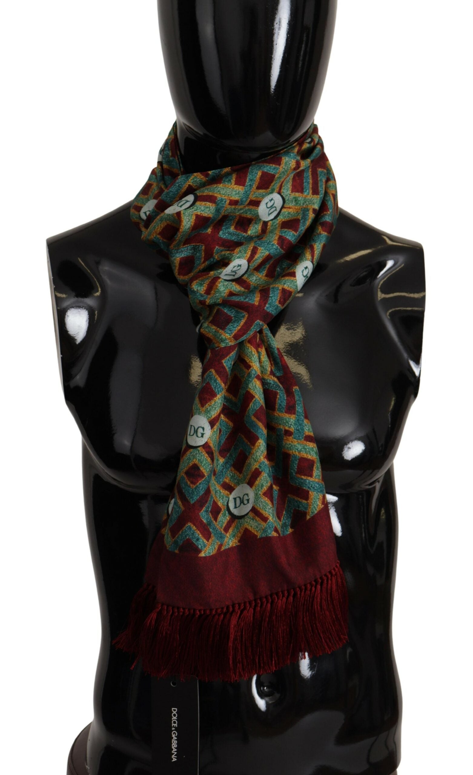 Dolce & Gabbana Multicolor DG Logo Shawl Warm Neck Wrap Fringe Scarf by Dolce & Gabbana