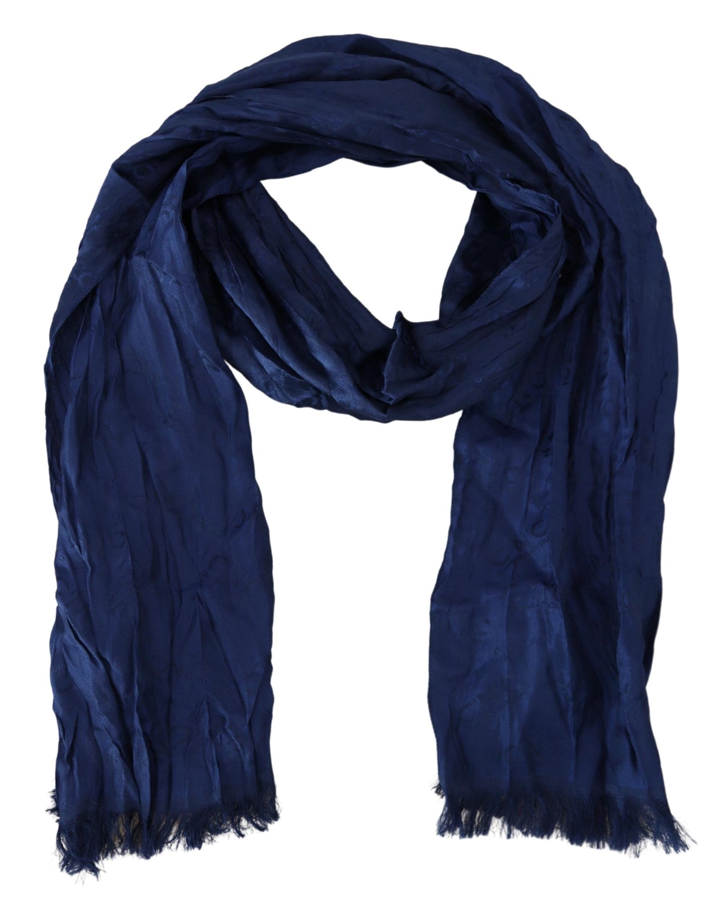 Costume National Blue Silk Shawl Foulard Fringes Scarf by Costume National