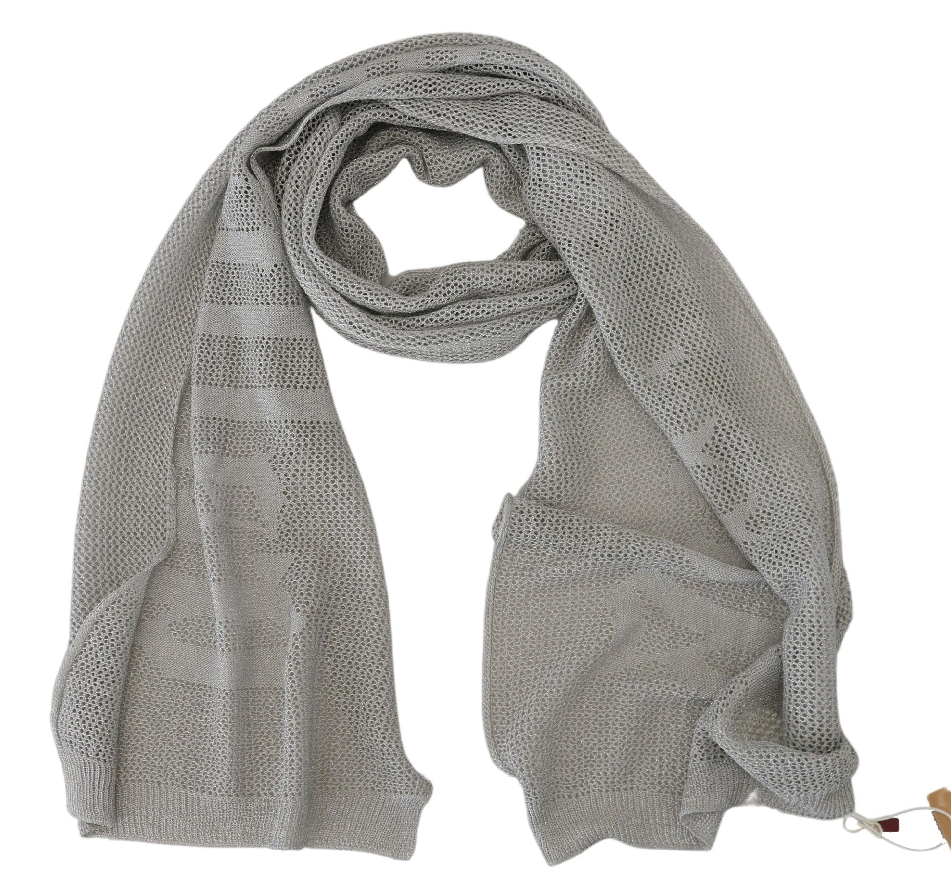 John Galliano Gray Logo Knitted Neck Wrap Shawl Foulard Scarf by John Galliano
