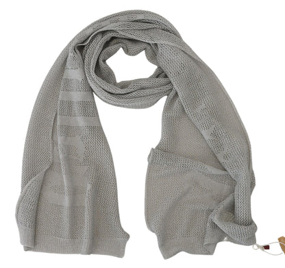 John Galliano Gray Logo Knitted Neck Wrap Shawl Foulard Scarf by John Galliano