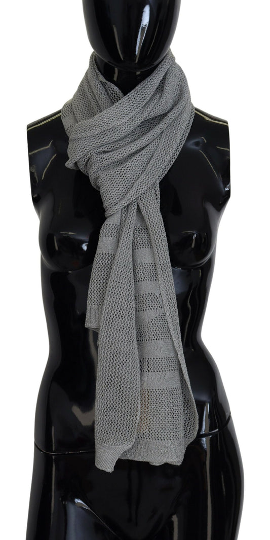 John Galliano Gray Logo Knitted Neck Wrap Shawl Foulard Scarf by John Galliano